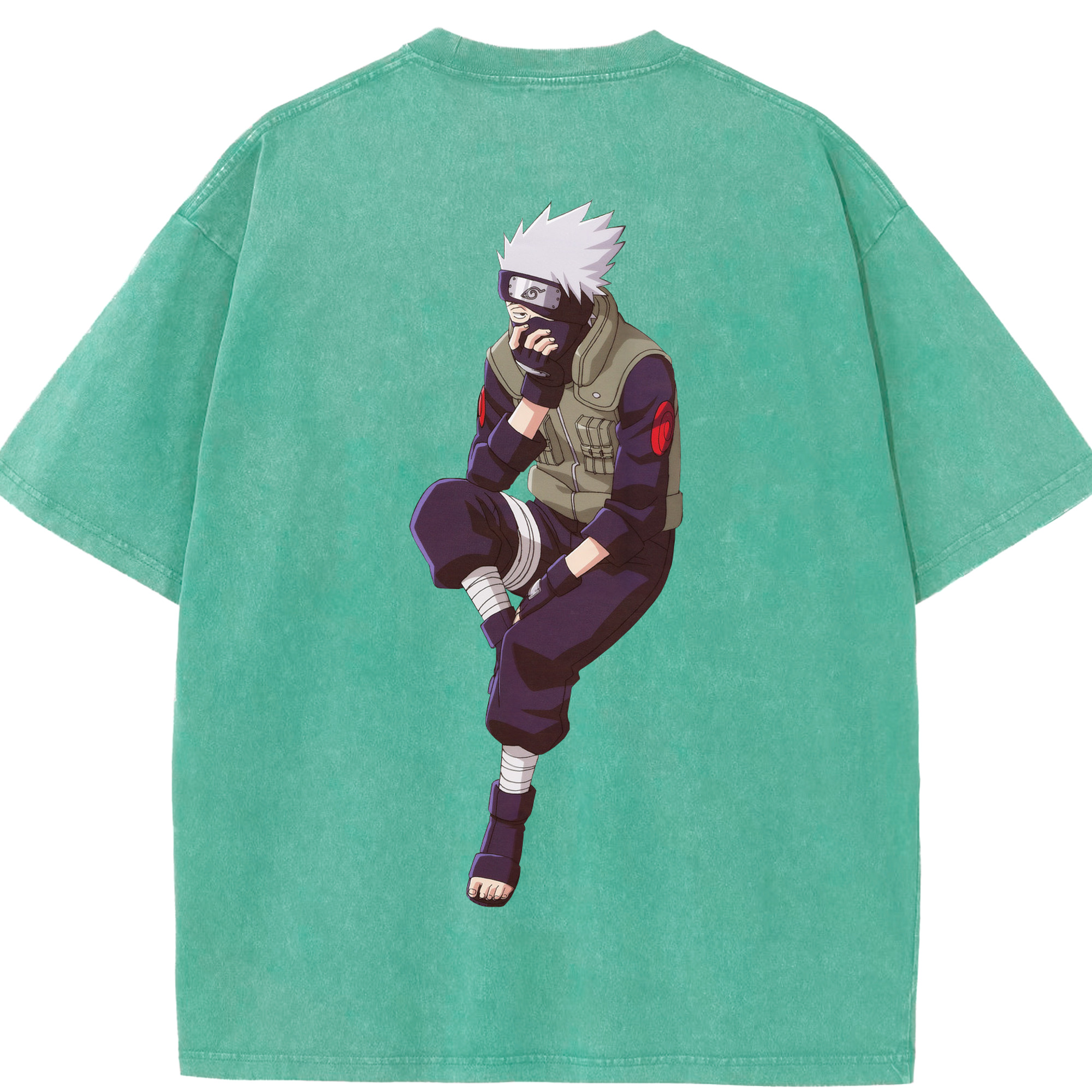 （画像用） NARUTO -ナルト- はたけ カカシ Hatake Kakashi 綿100% ヴィンテージ風 半袖Tシャツ（背面プリント）